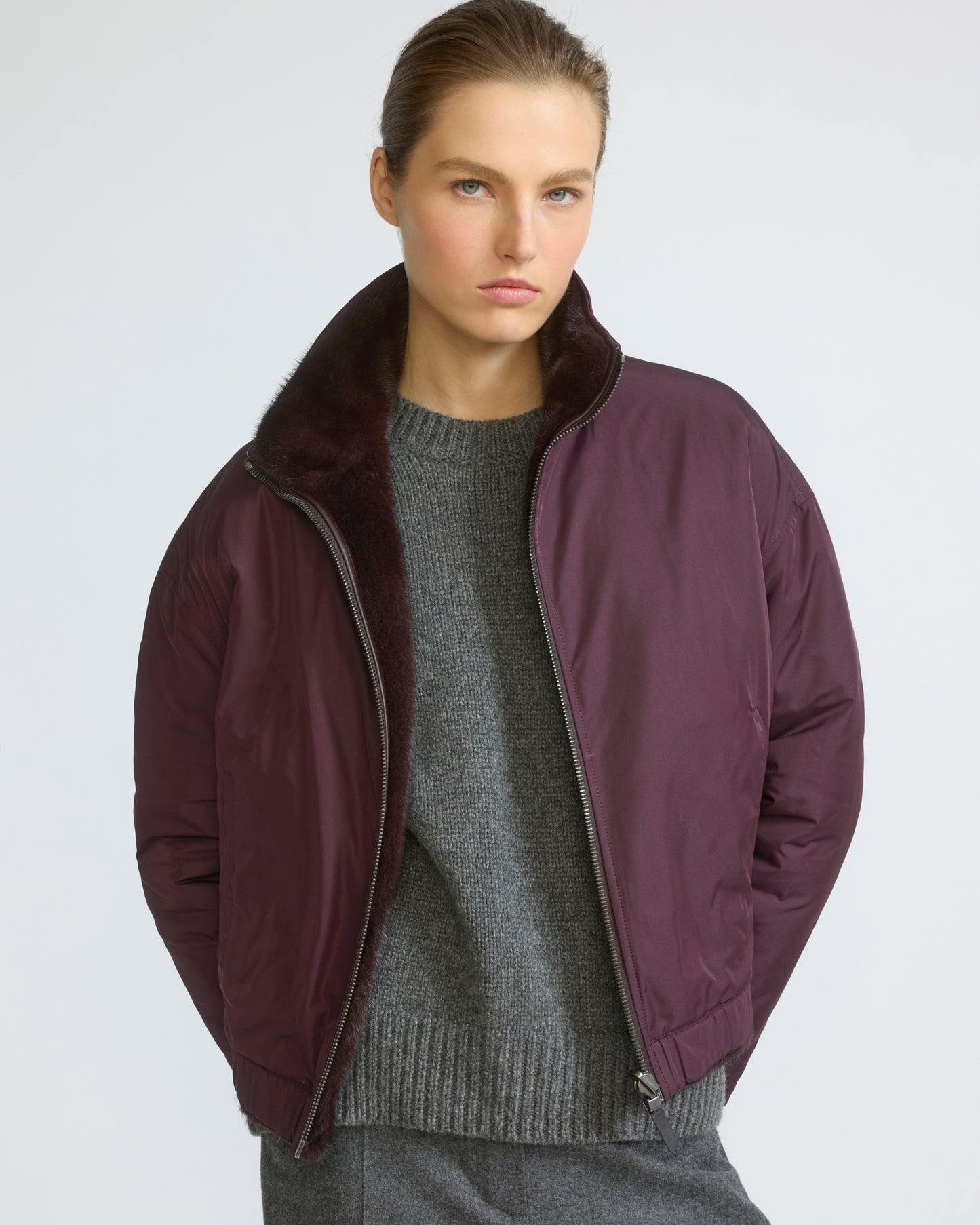 Reversible water-repellent technical fabric jacket with mink fur - Yves Salomon - New Fall/Winter Collection