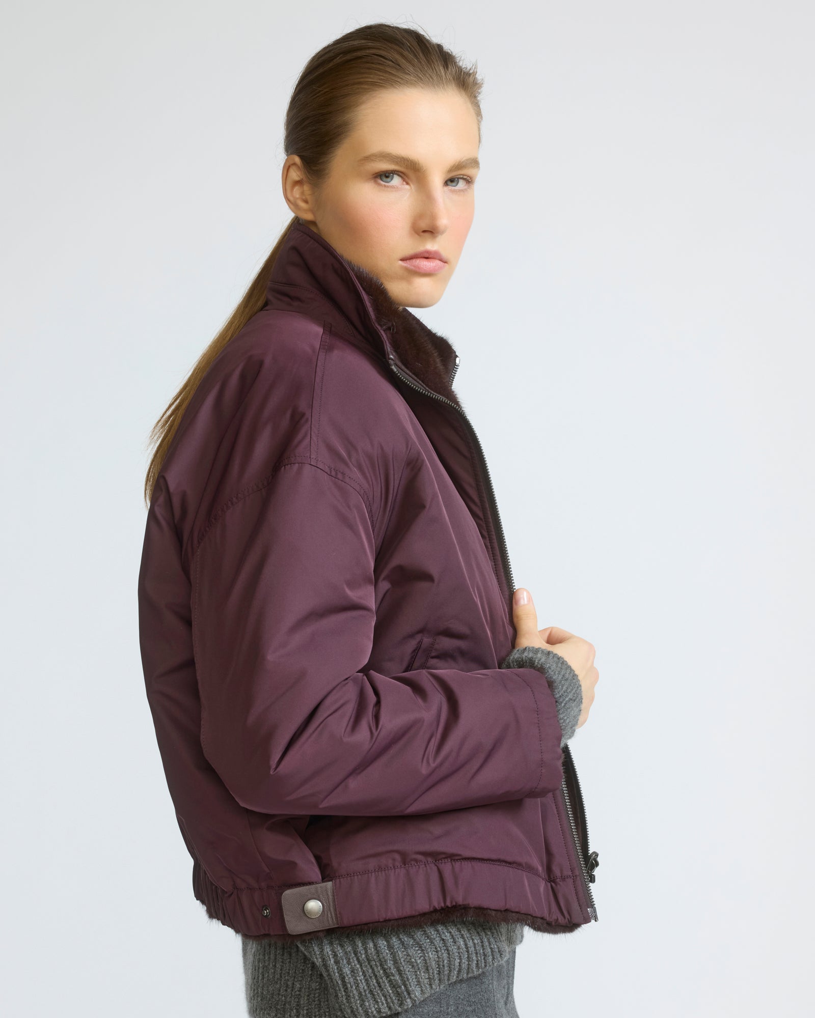 Reversible water-repellent technical fabric jacket with mink fur - Yves Salomon - New Fall/Winter Collection