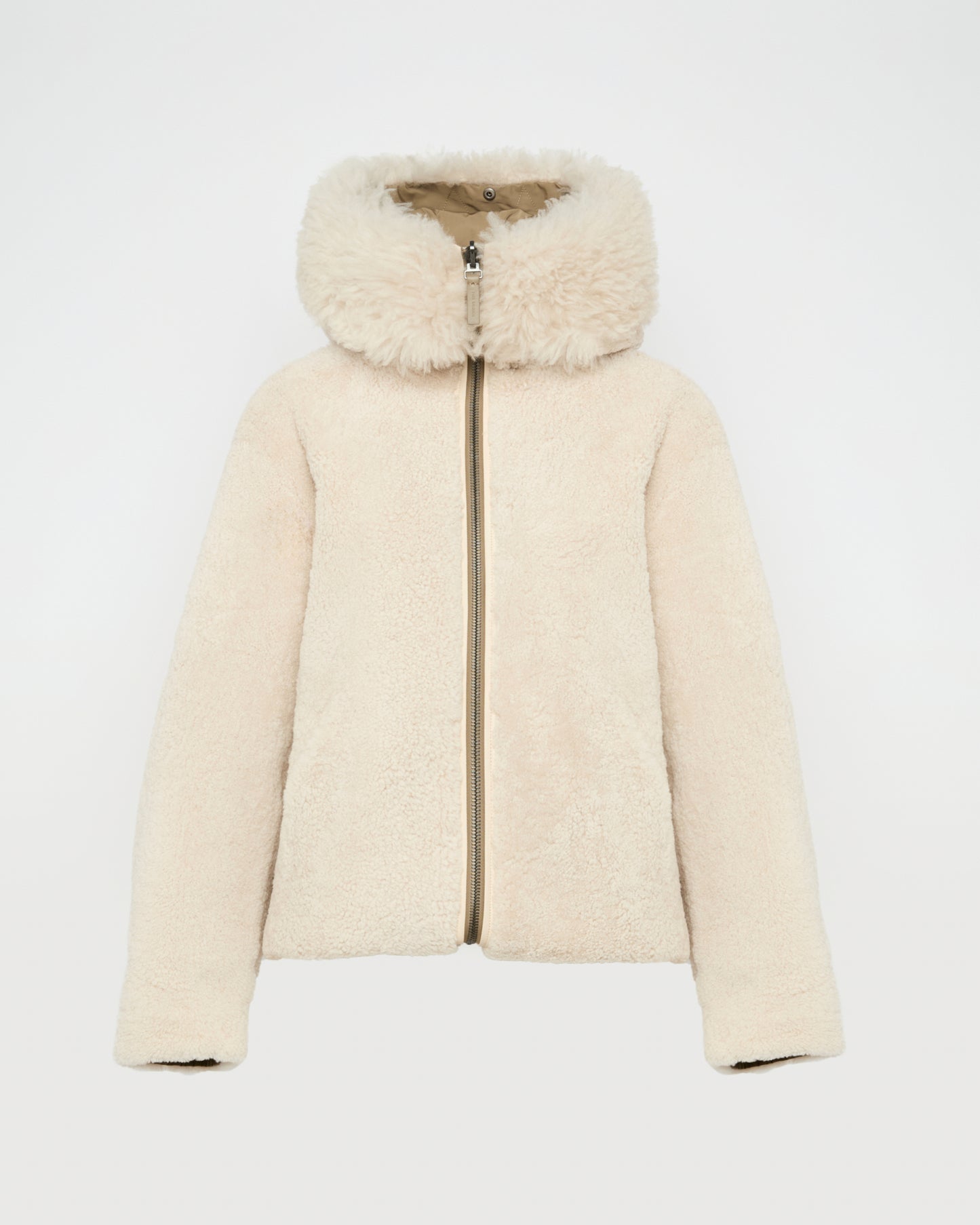 Revrsible hooded jacket in lambskin shearling and technical fabric -Yves Salomon