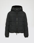 Reversible down jacket in rex rabbit fur/fabric