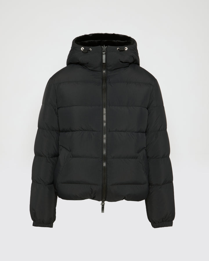 Reversible down jacket in rex rabbit fur/fabric -Yves Salomon
