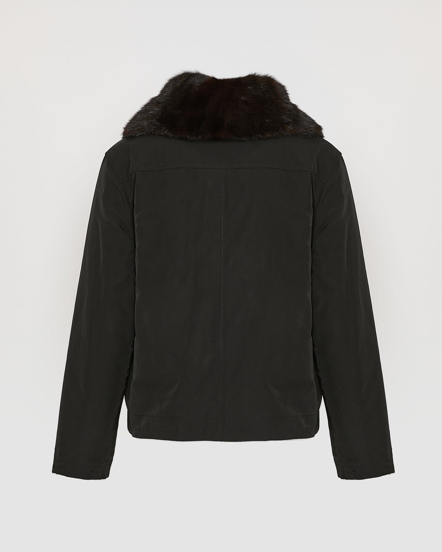 Reversible jacket in technical fabric and mink fur
