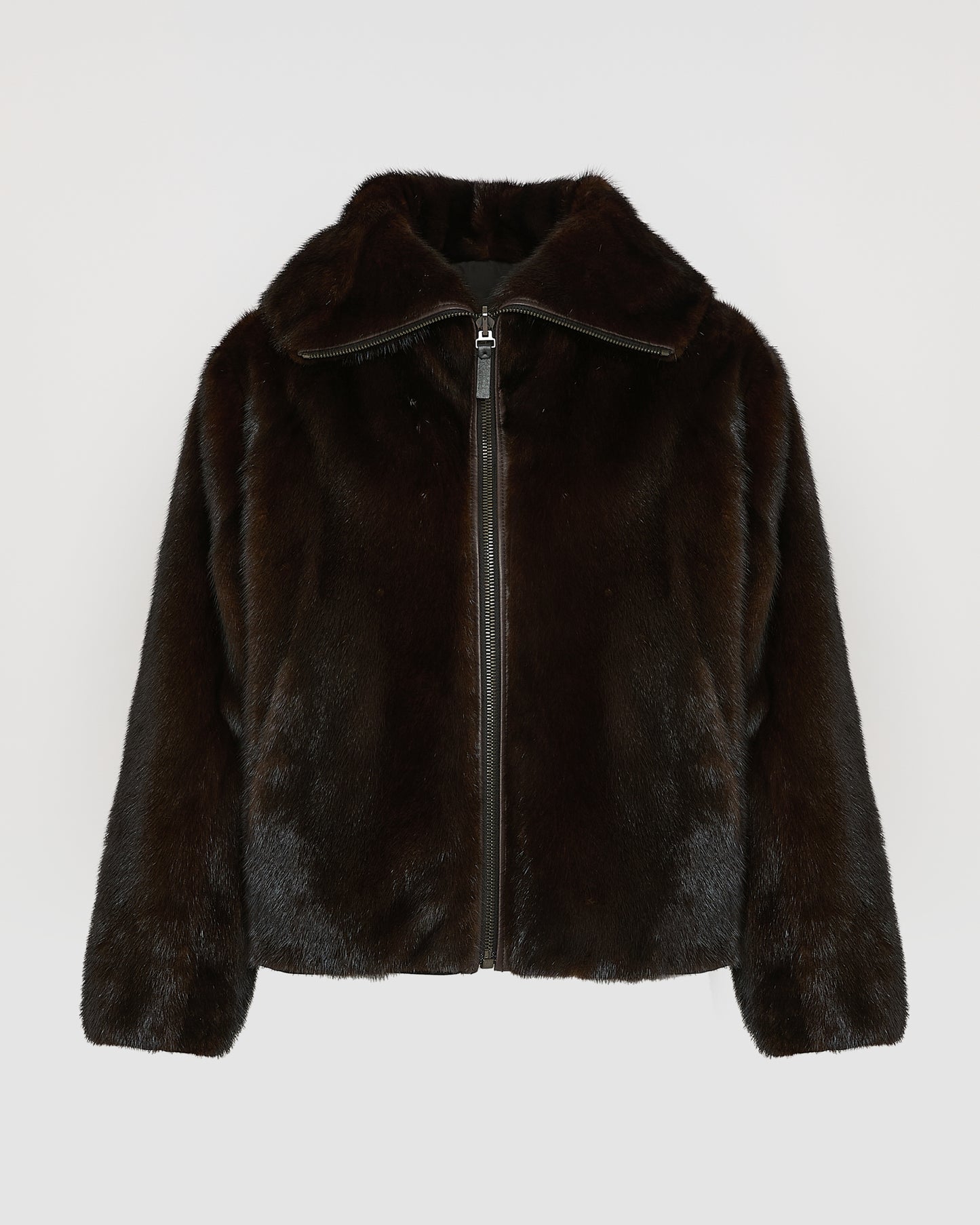 Reversible jacket in technical fabric and mink fur