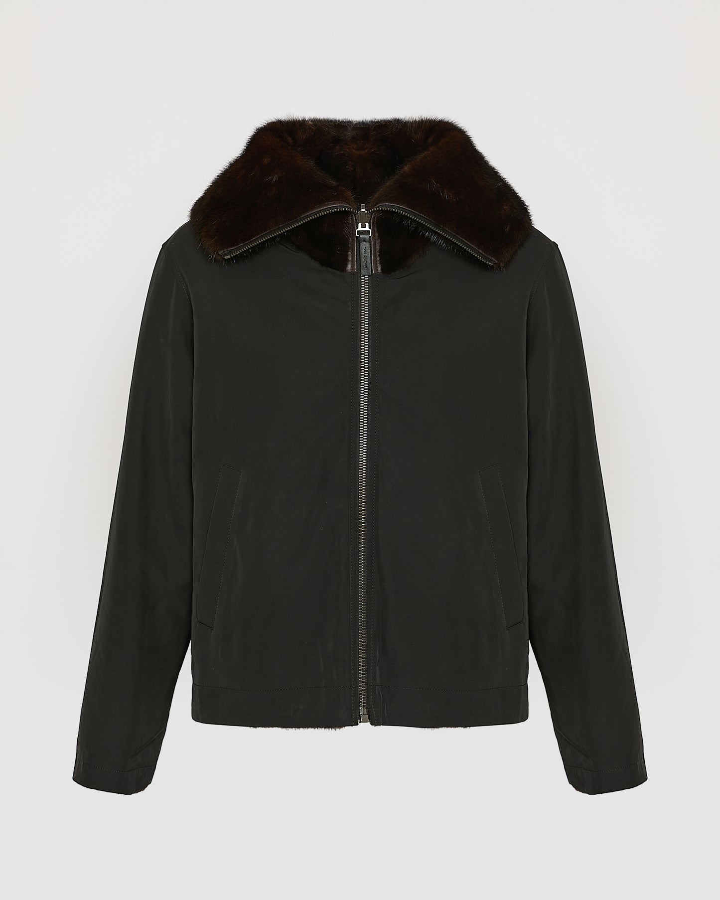 Reversible jacket in technical fabric and mink fur