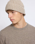 100% cashmere thick knit marl beanie