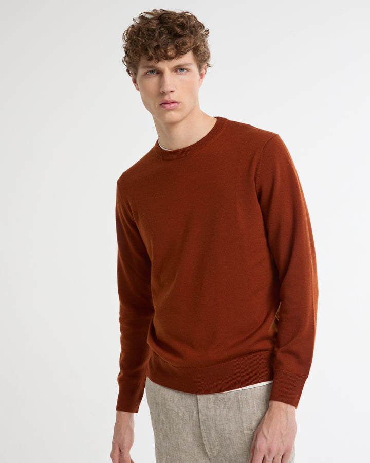 Crew neck jumper in 100% merino wool knit