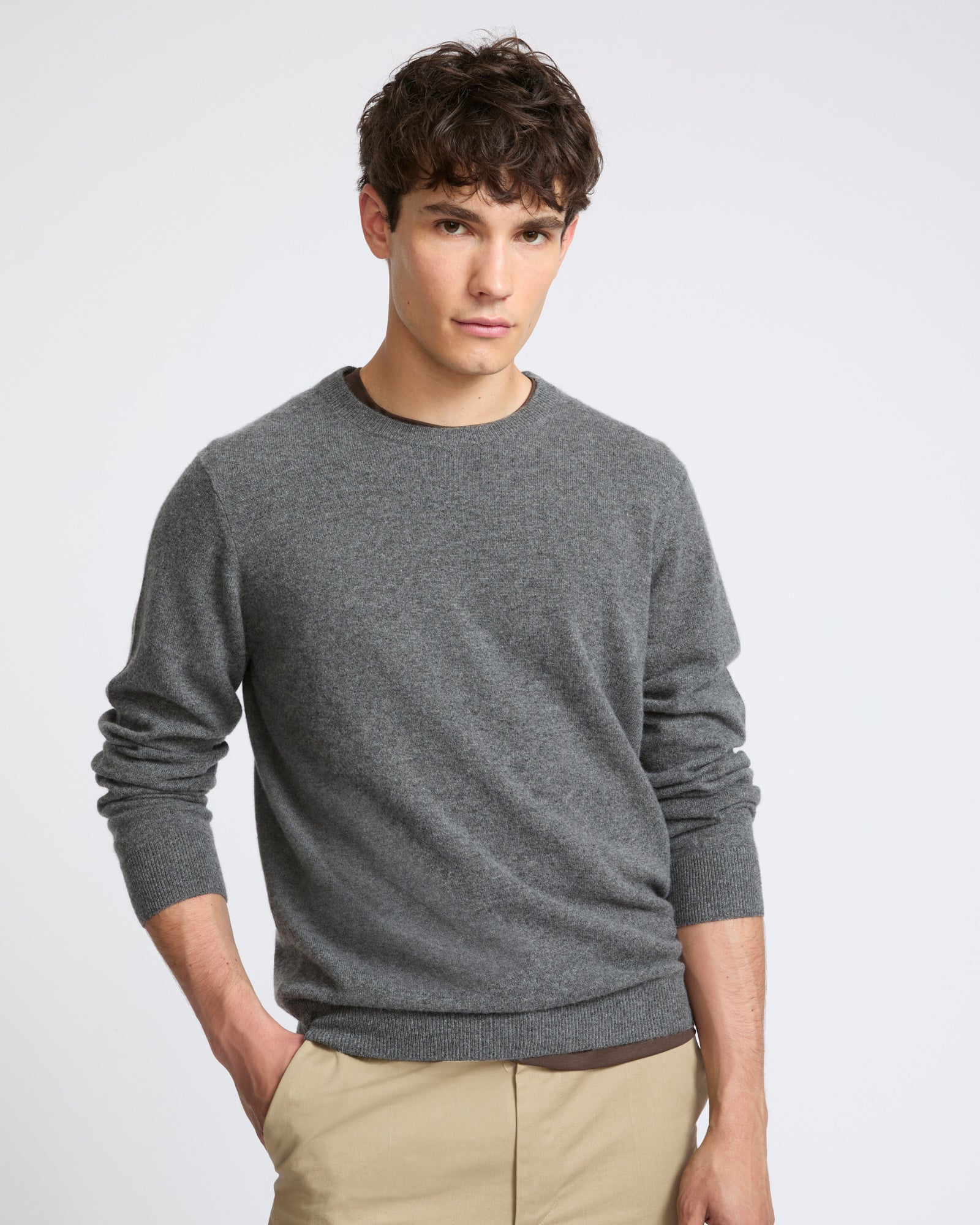 Crew neck knit jumper in 100% cashmere - Yves Salomon - New Fall Winter Collection