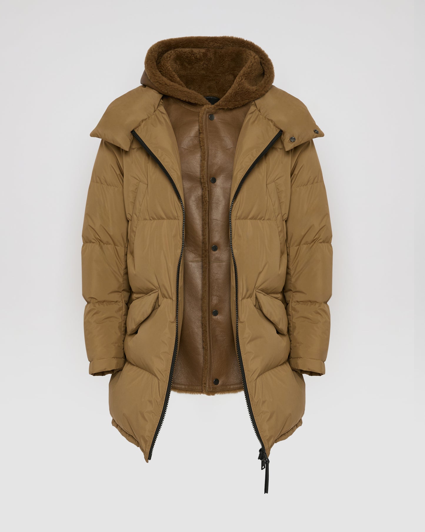 Down jacket with lambskin shearling bib - Yves Salomon
