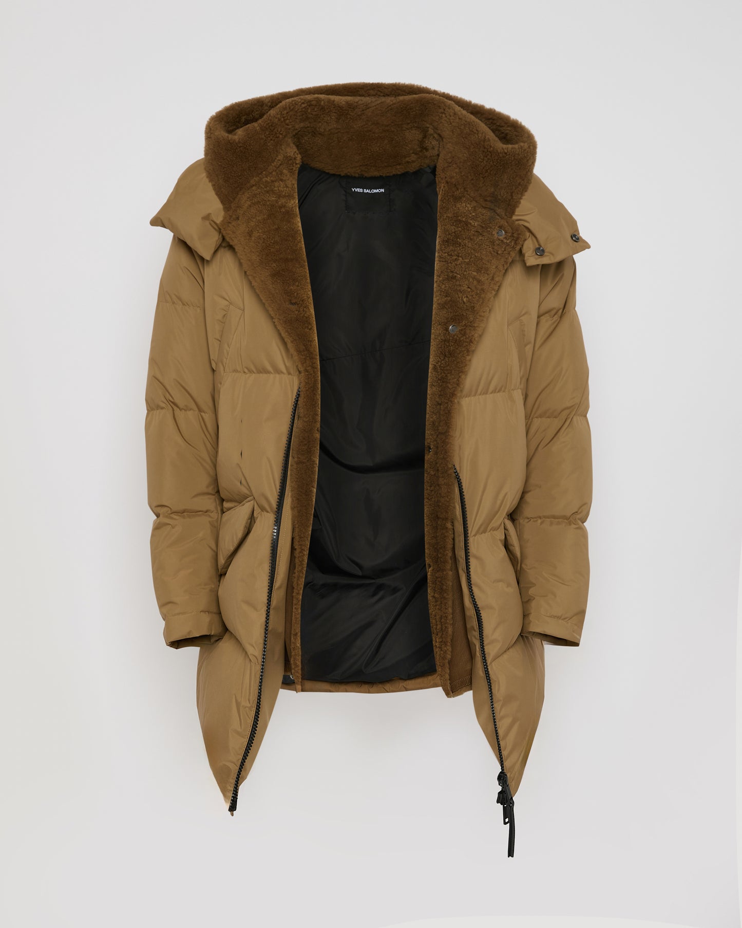 Down jacket with lambskin shearling bib - Yves Salomon
