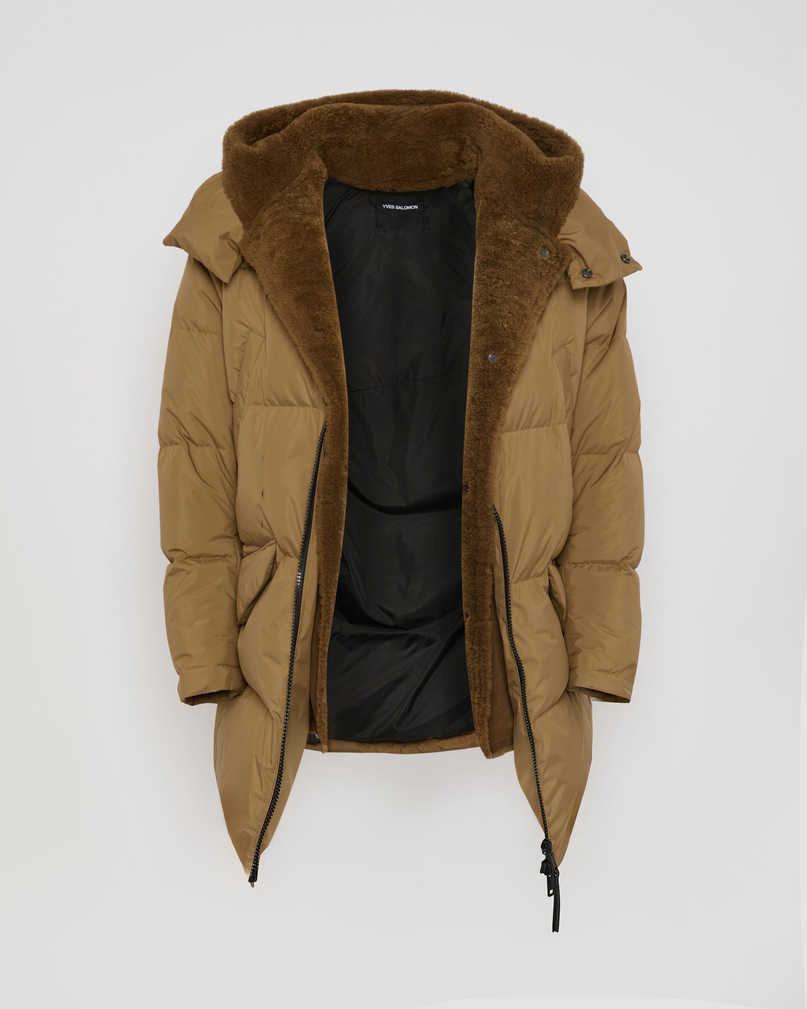 Down jacket with lambskin shearling bib - Yves Salomon