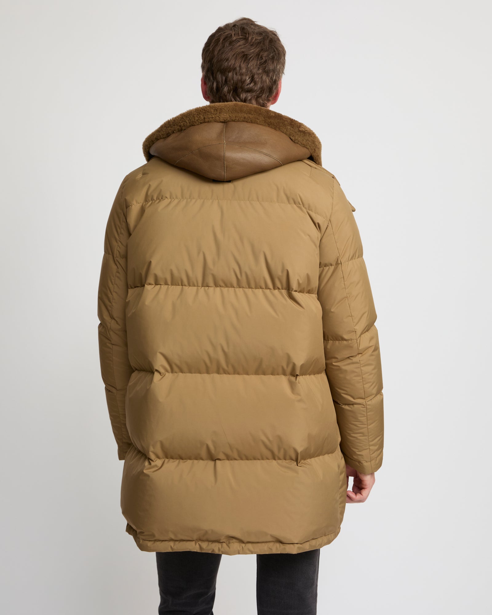 Down jacket with lambskin shearling bib - Yves Salomon