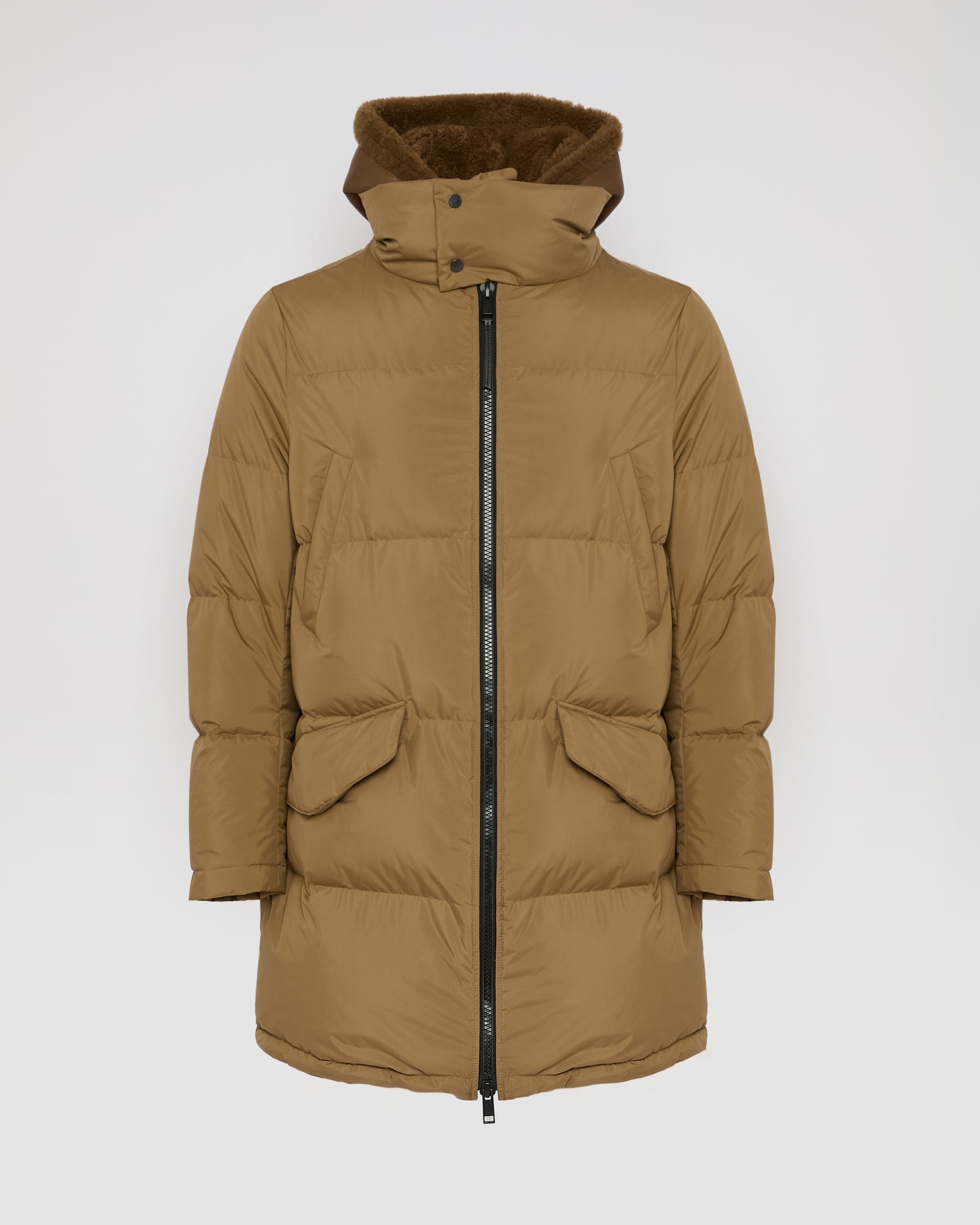 Down jacket with lambskin shearling bib - Yves Salomon