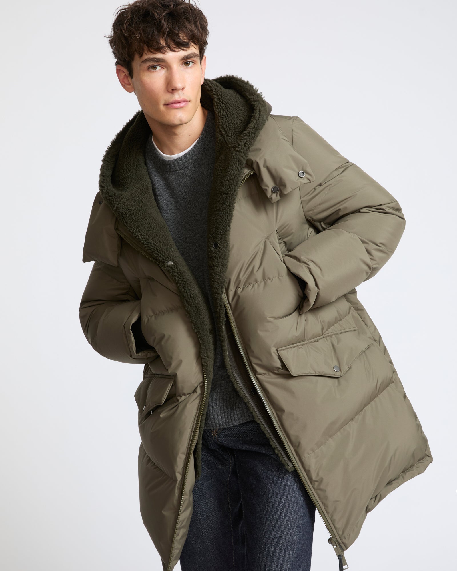 Down jacket with lambskin shearling bib - Yves Salomon - New Fall Winter Collection