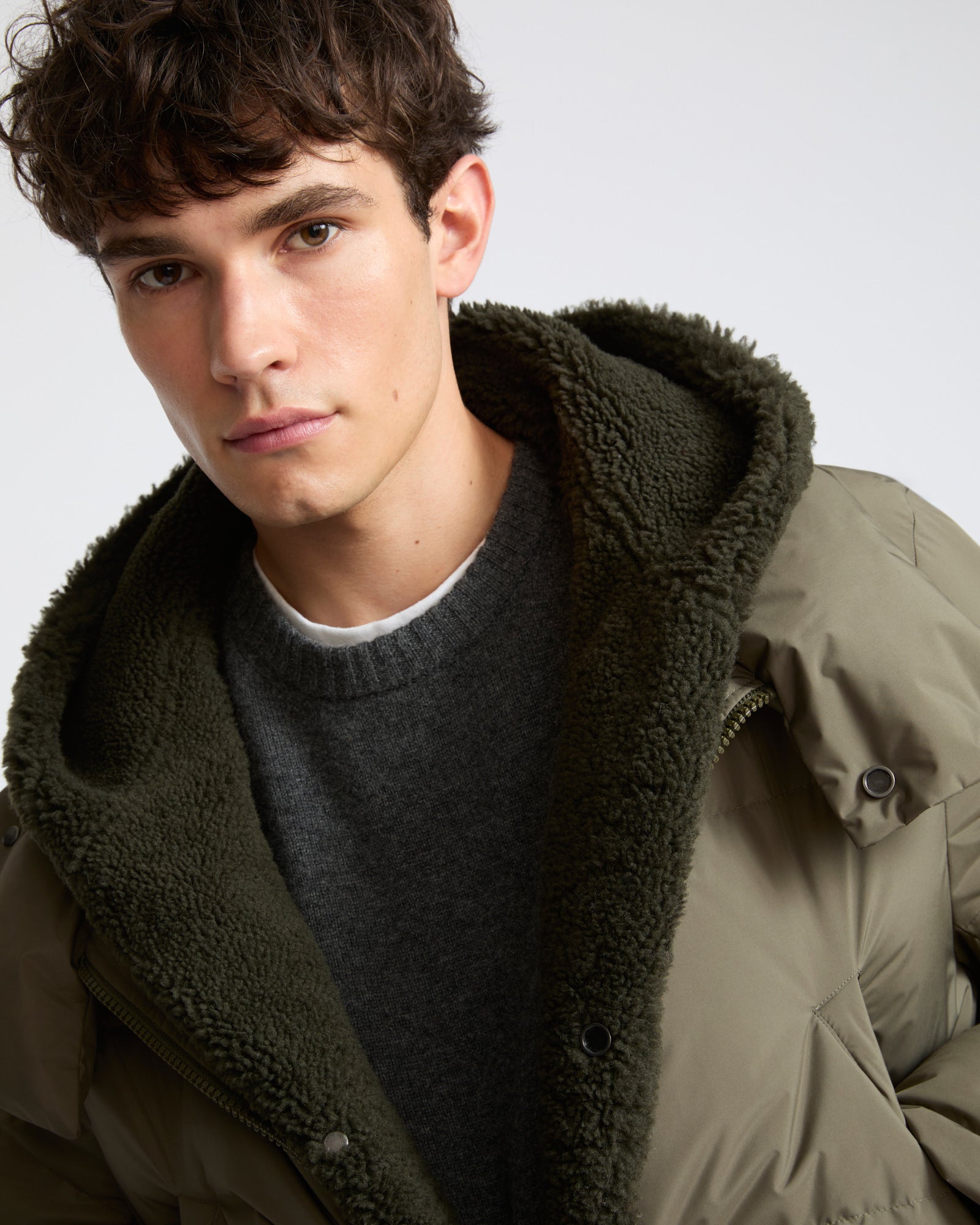 Down jacket with lambskin shearling bib - Yves Salomon - New Fall Winter Collection