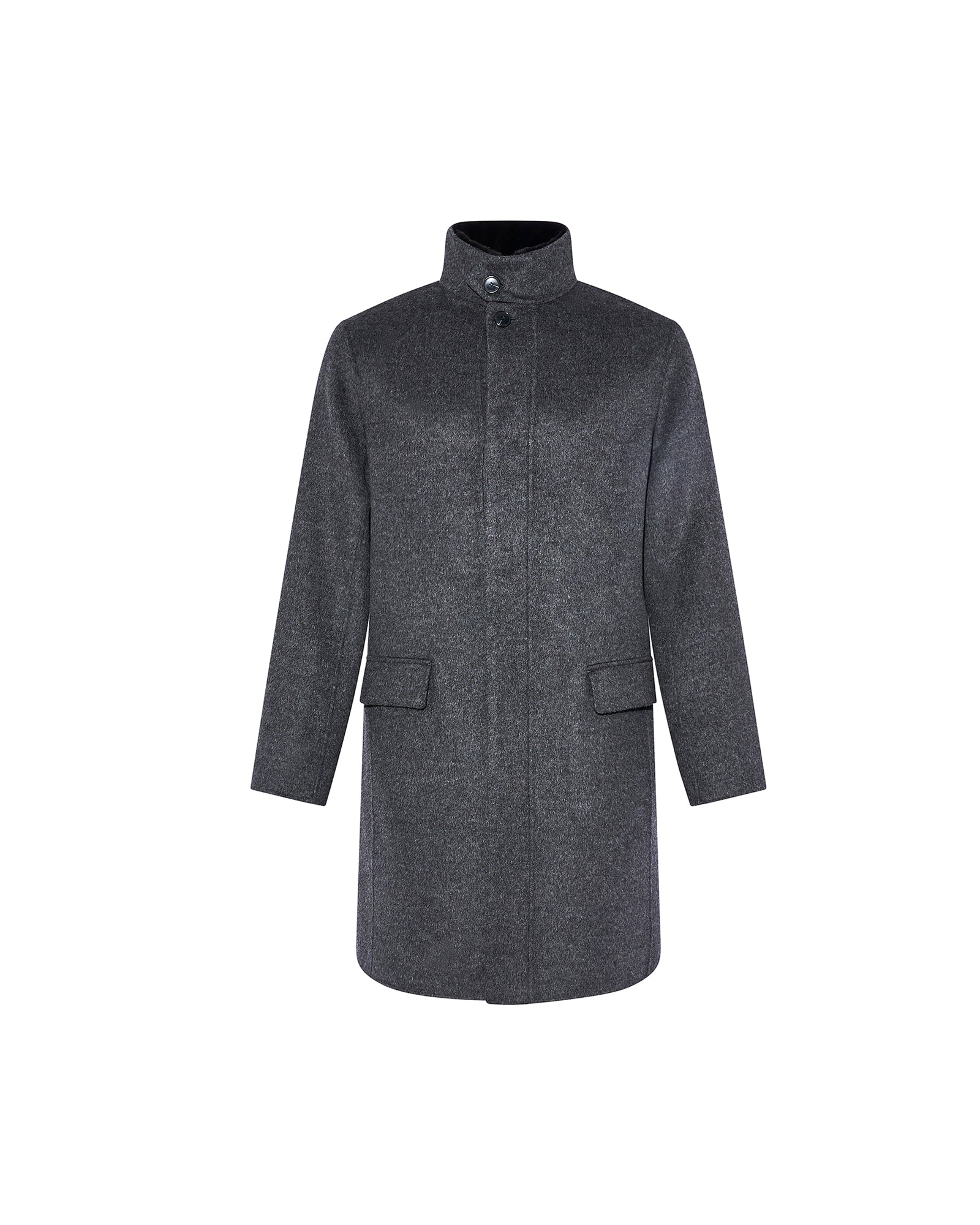 Double-sided wool-cashmere fabric coat with mink collar - Yves Salomon