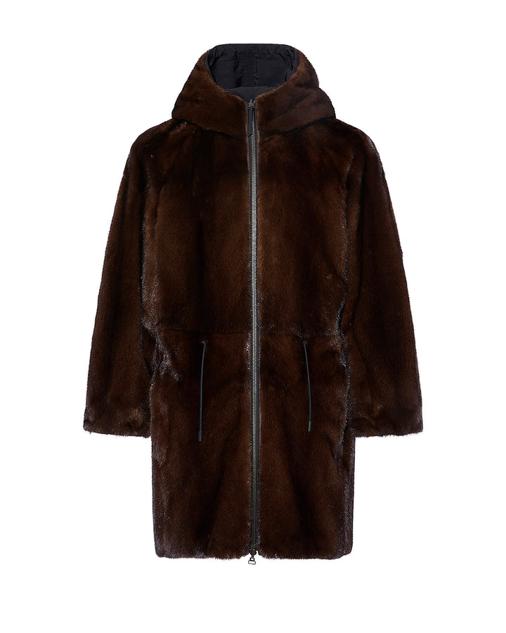Reversible mink fur parka