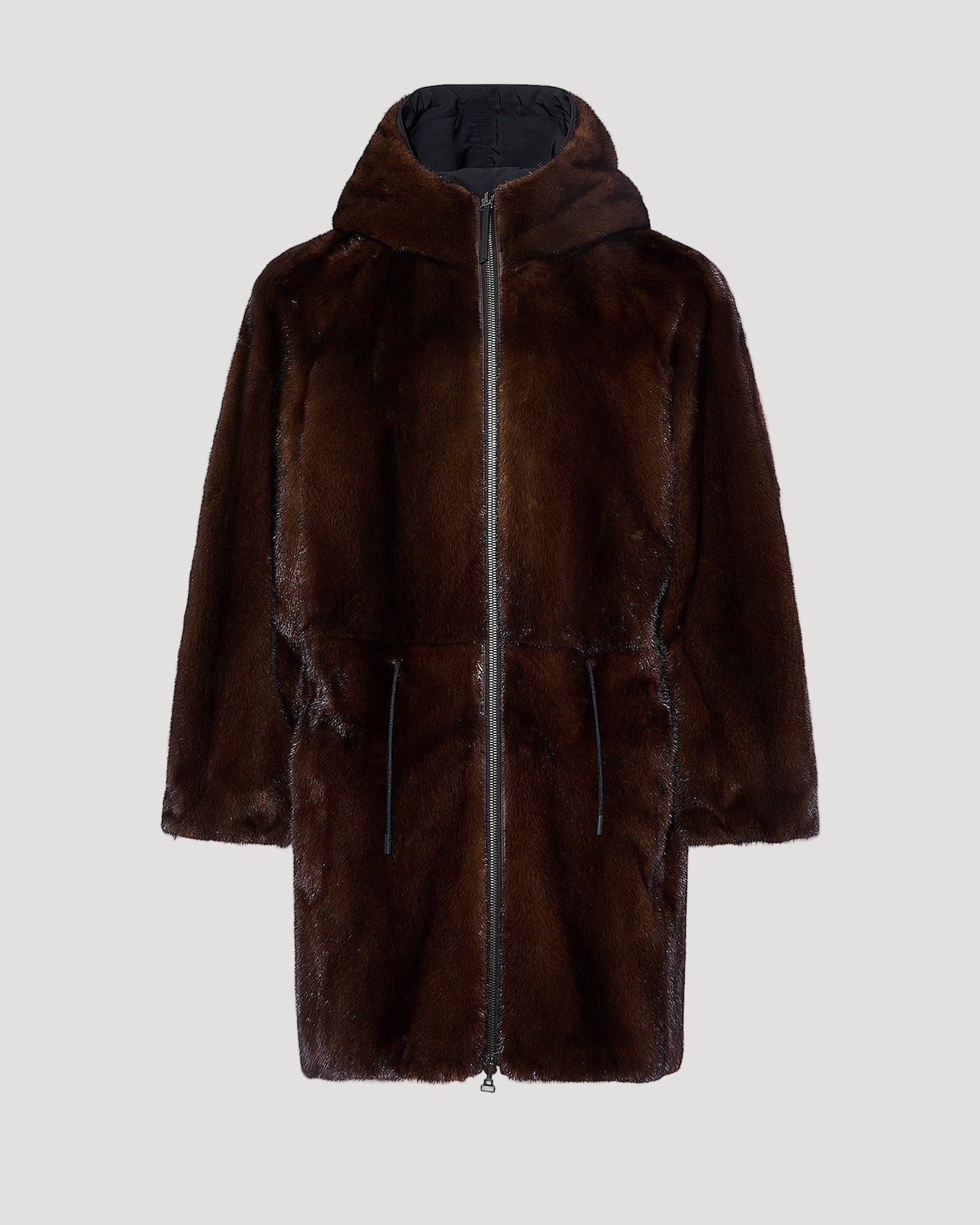Reversible mink fur parka