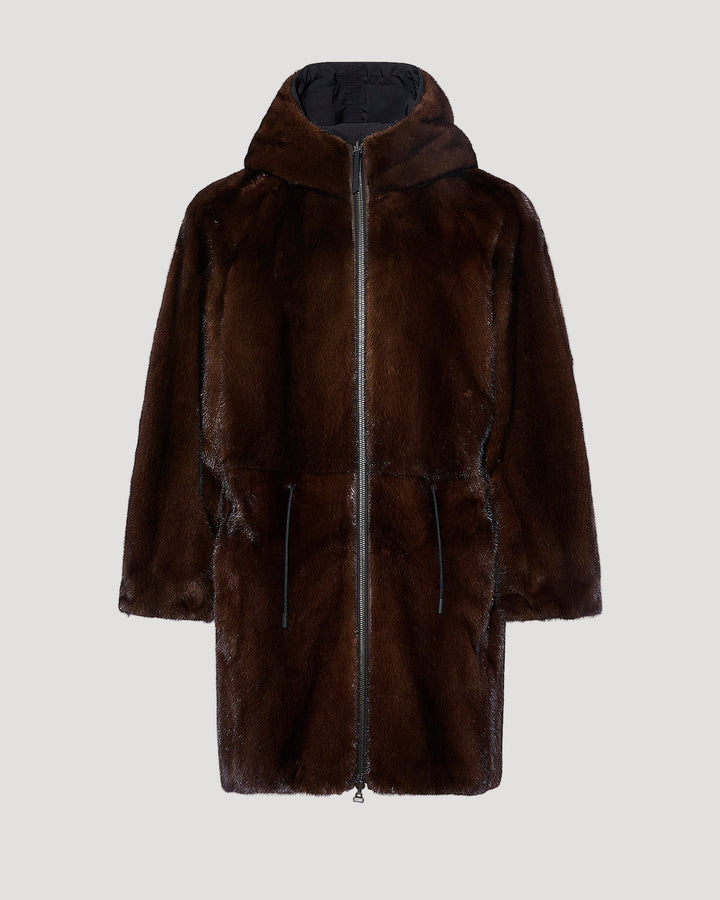 Reversible mink fur parka
