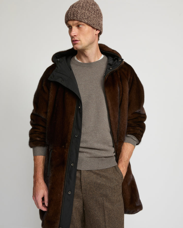 Reversible mink fur parka