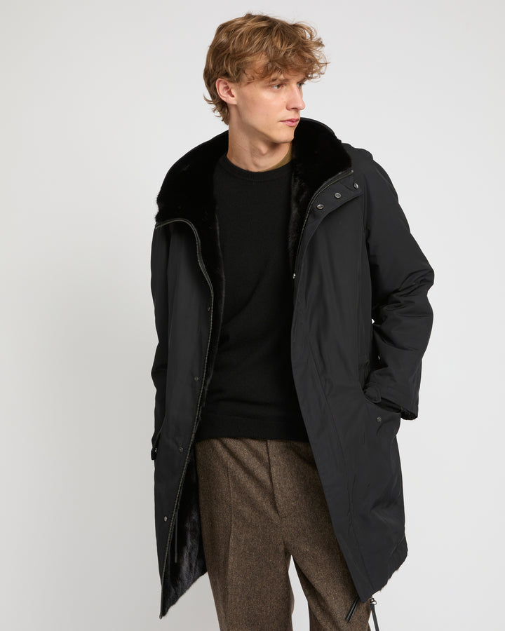 Reversible mink fur parka