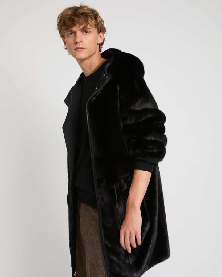 Reversible mink fur parka