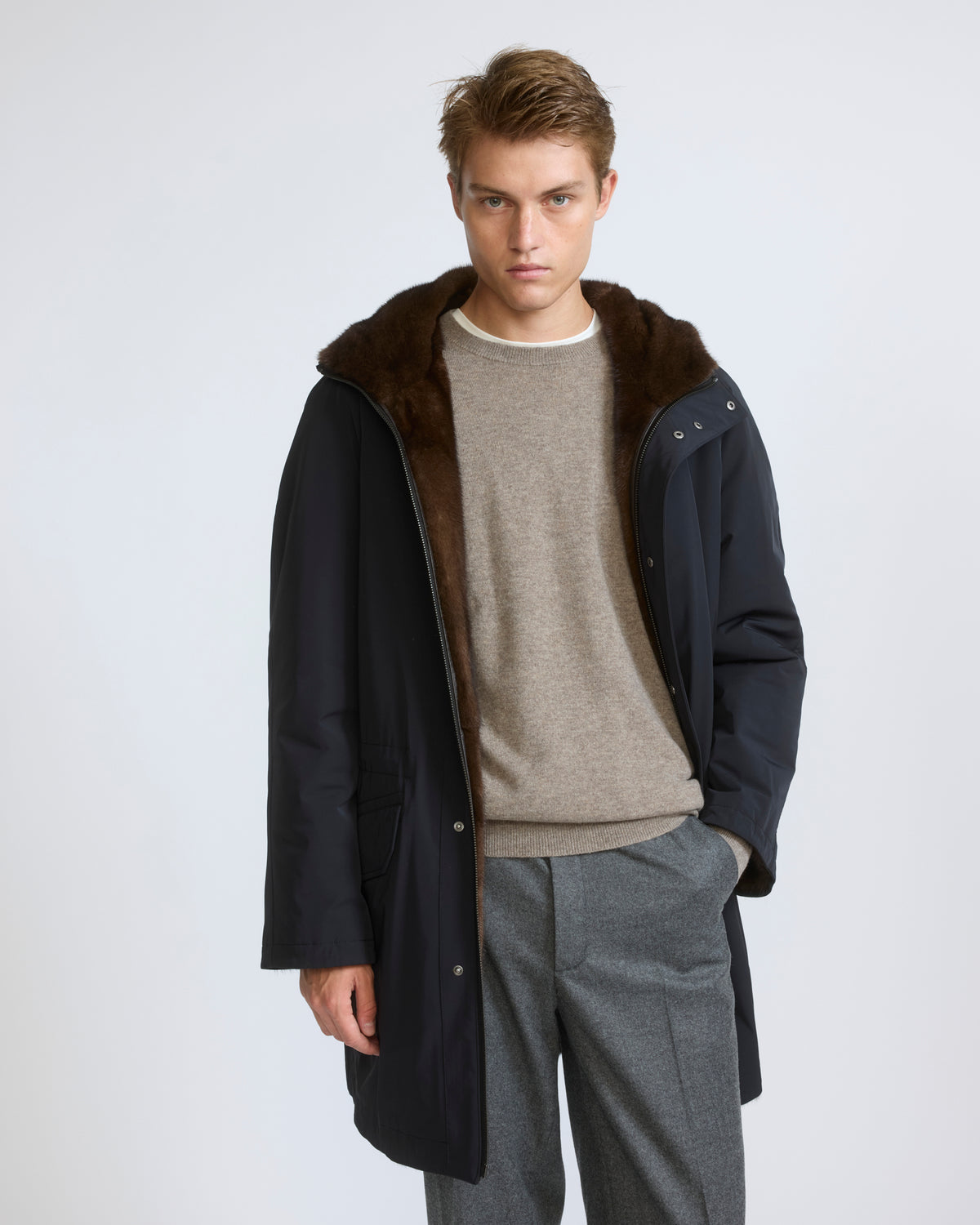 Reversible long-haired mink fur and technical fabric parka - Yves Salomon - New Fall/Winter Collection