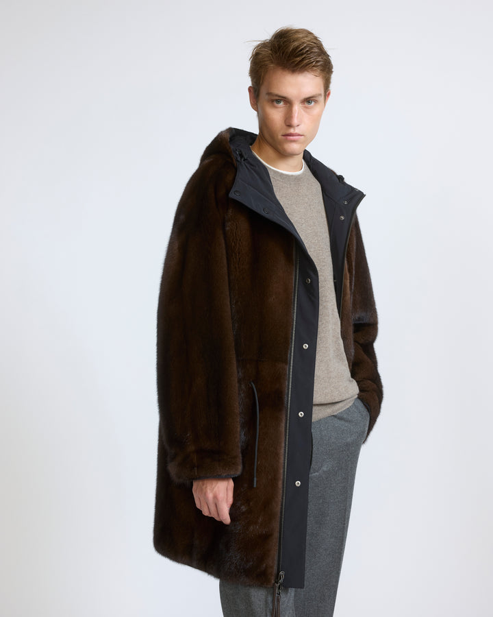 Reversible long-haired mink fur and technical fabric parka - Yves Salomon - New Fall/Winter Collection