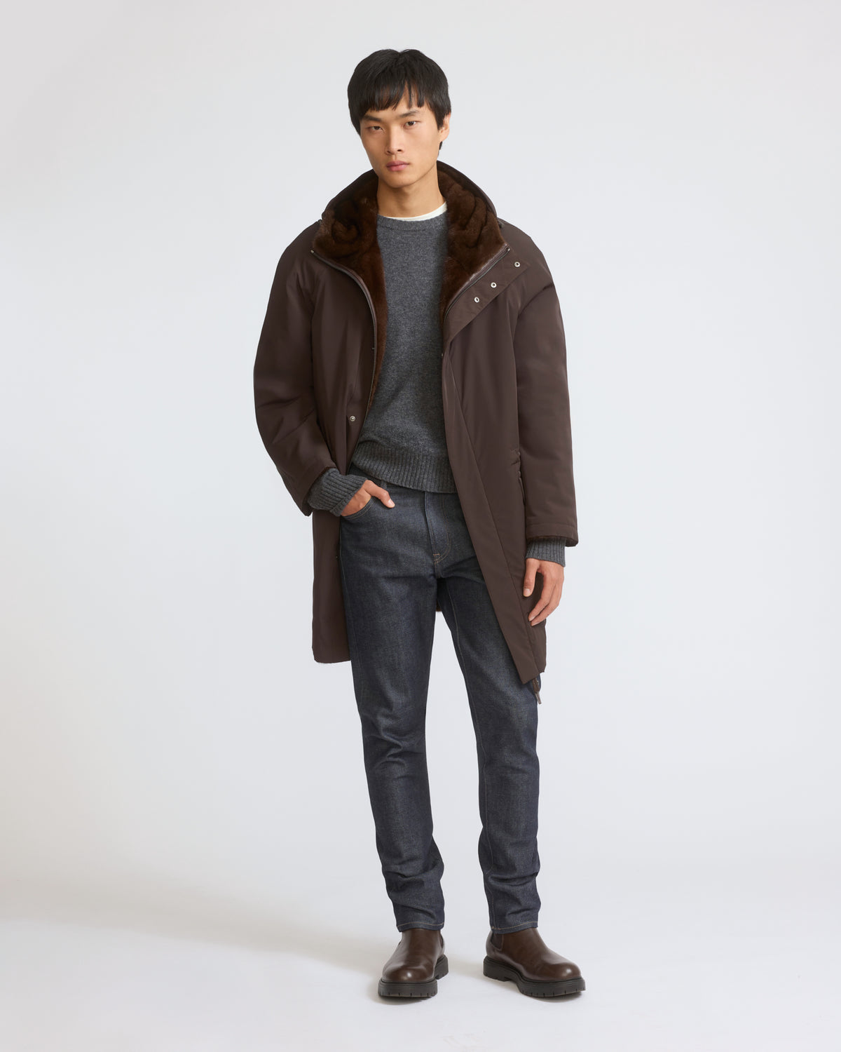 Reversible long-haired mink fur and technical fabric parka - Yves Salomon - New Fall/Winter Collection