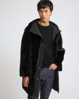 Reversible long-haired mink fur and technical fabric parka