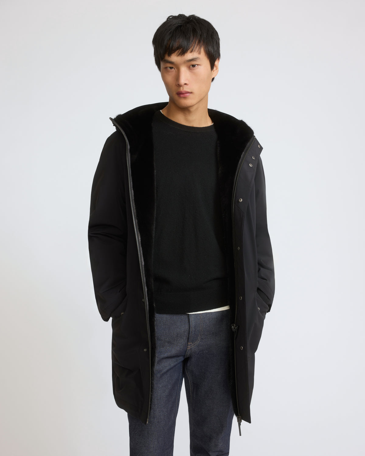 Reversible long-haired mink fur and technical fabric parka - Yves Salomon - New Fall/Winter Collection