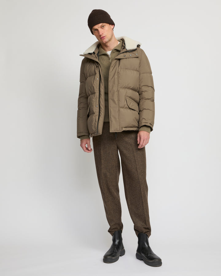 Down jacket in technical fabric and lambskin shearling - Yves Salomon