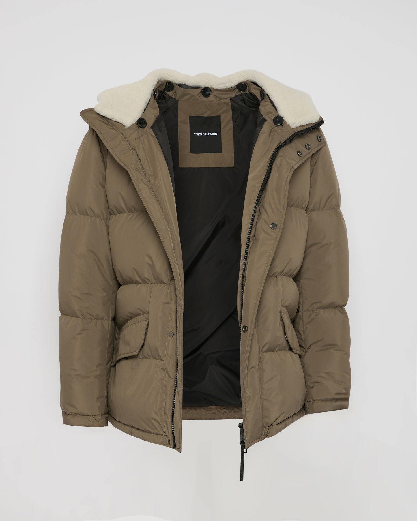 Down jacket in technical fabric and lambskin shearling - Yves Salomon