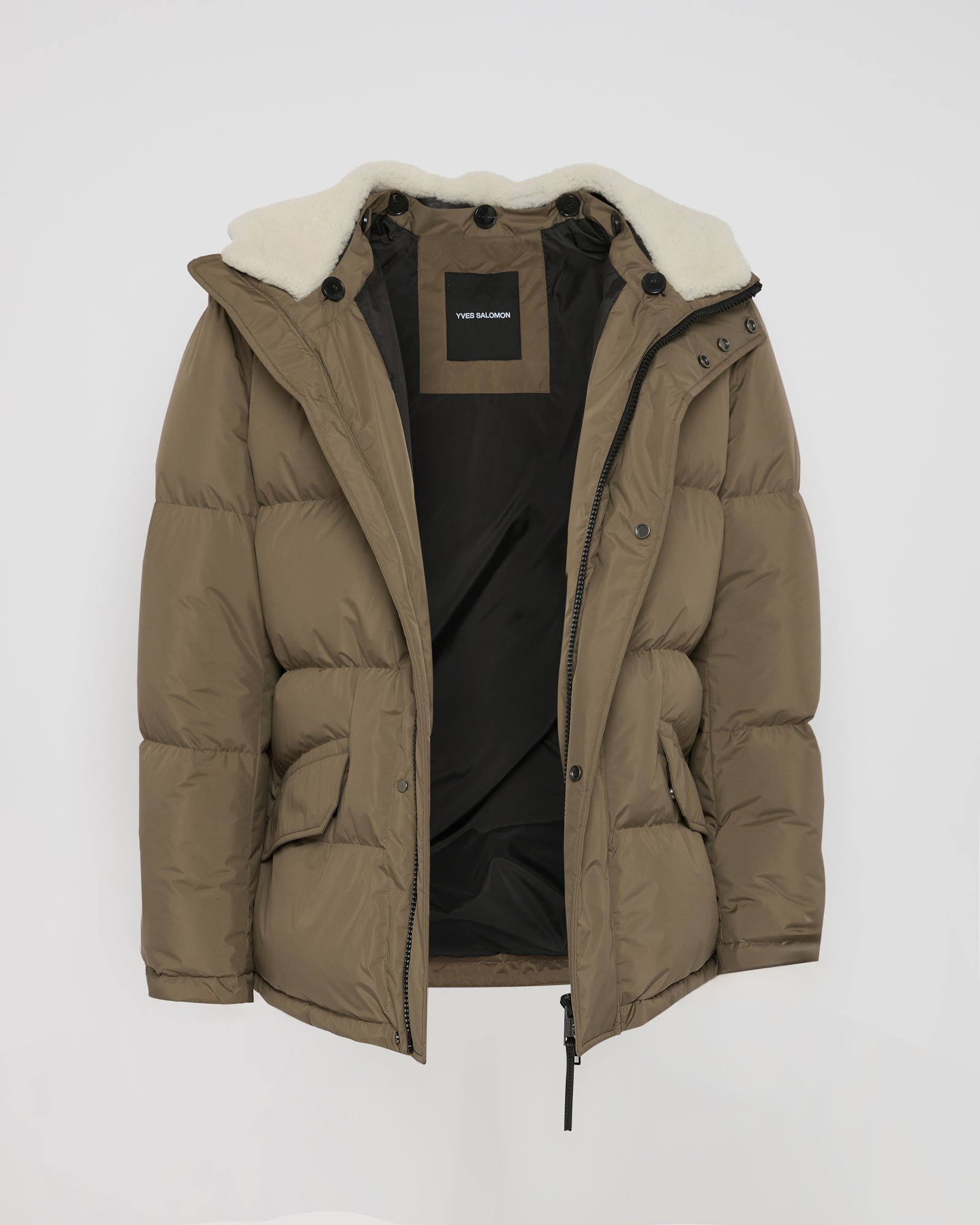 Down jacket in technical fabric and lambskin shearling - Yves Salomon