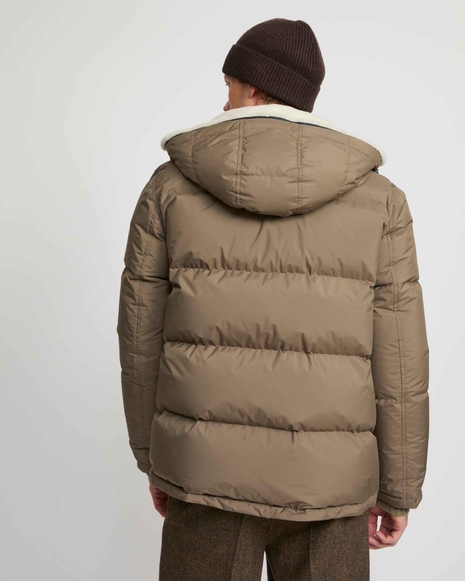 Down jacket in technical fabric and lambskin shearling - Yves Salomon