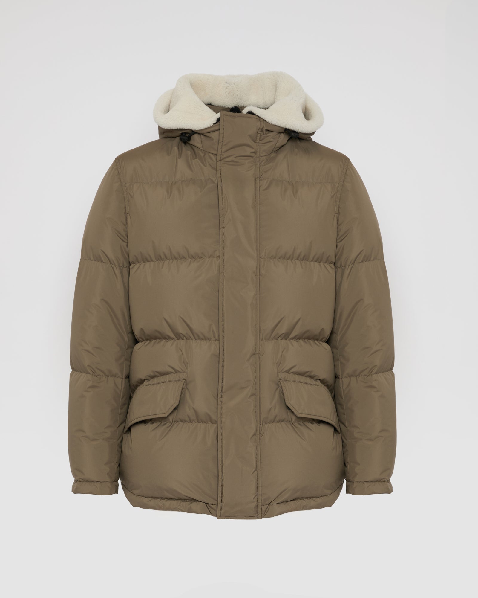 Down jacket in technical fabric and lambskin shearling - Yves Salomon