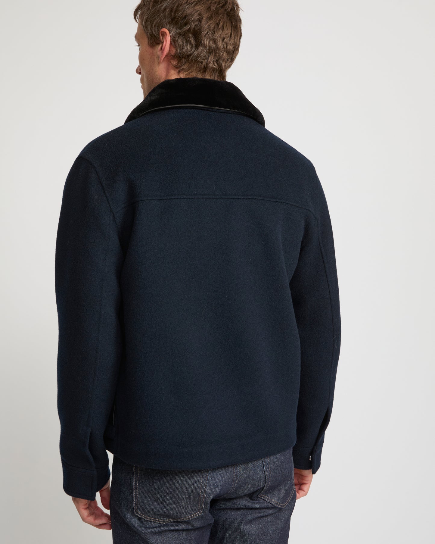 Jacket in double-sided wool-cashmere fabric with mink collar - Yves Salomon