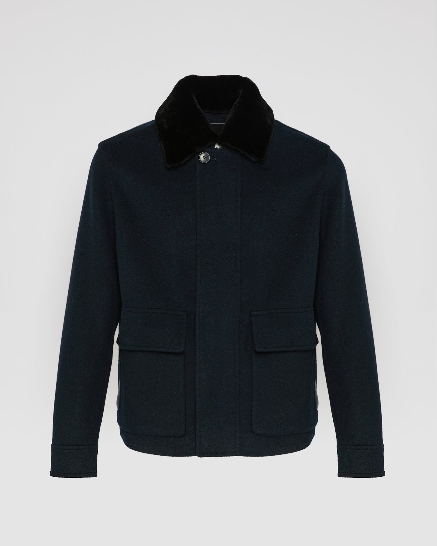 Jacket in double-sided wool-cashmere fabric with mink collar - Yves Salomon