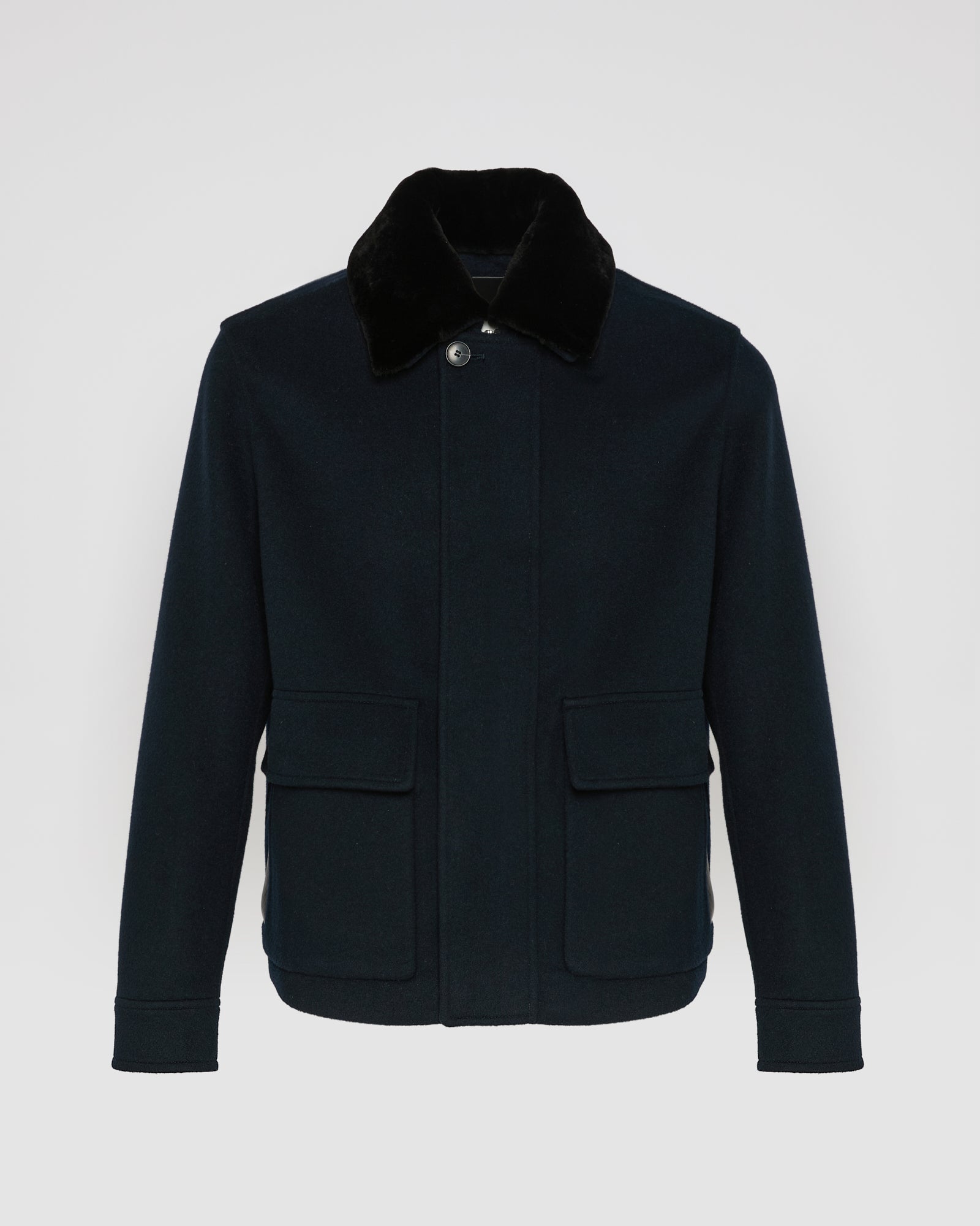 Jacket in double-sided wool-cashmere fabric with mink collar - Yves Salomon