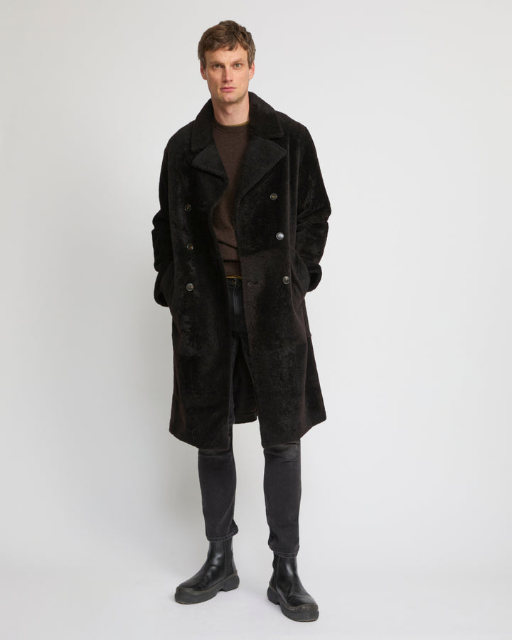 7/8 coat in Lacon shearling lambskin - Yves Salomon