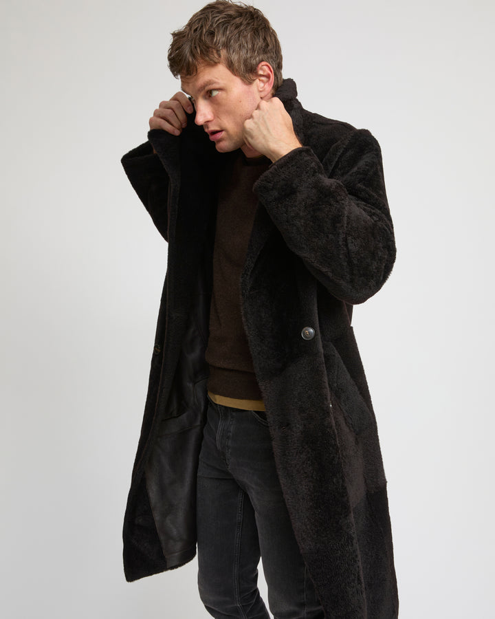 7/8 coat in Lacon shearling lambskin - Yves Salomon