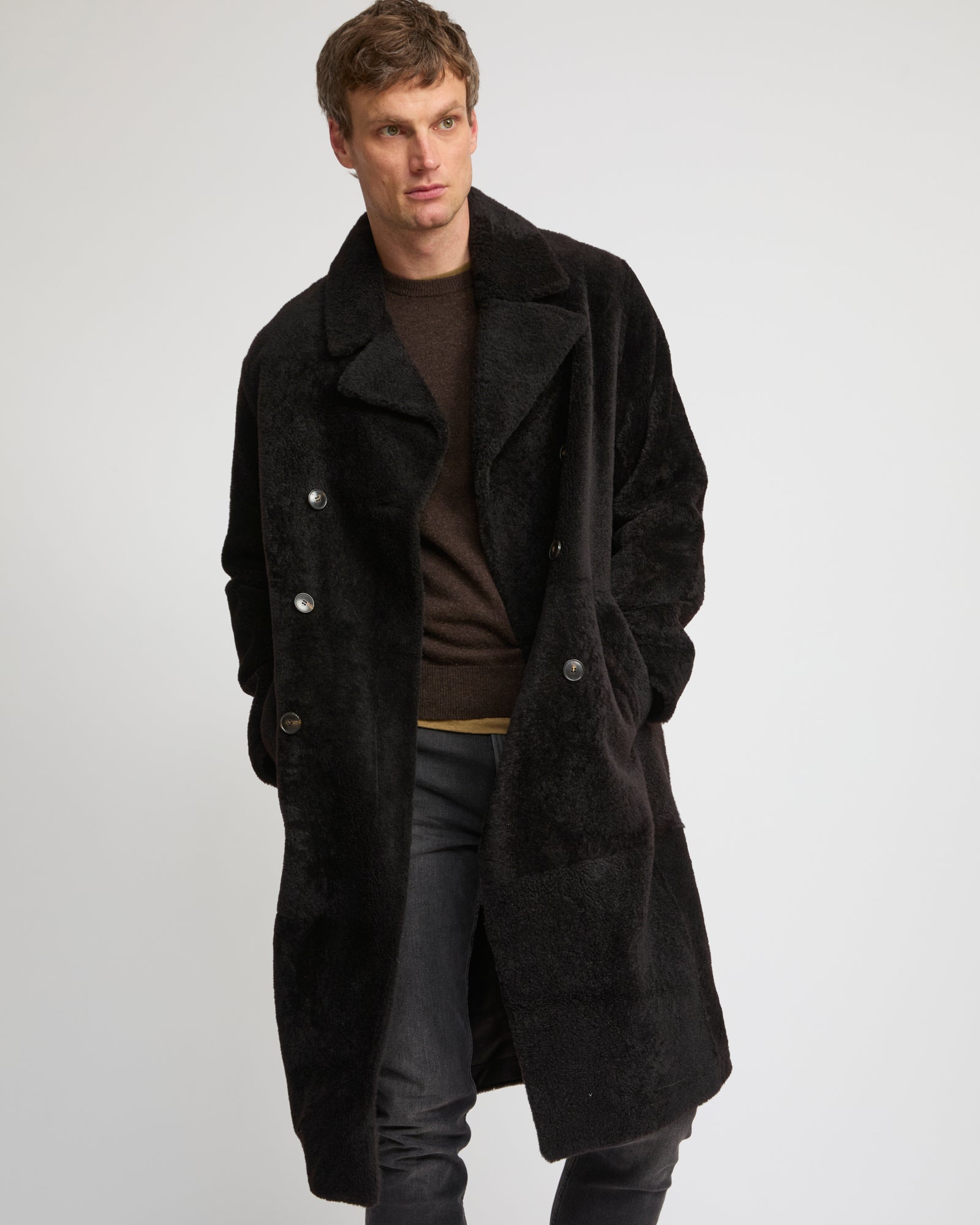 7/8 coat in Lacon shearling lambskin - Yves Salomon