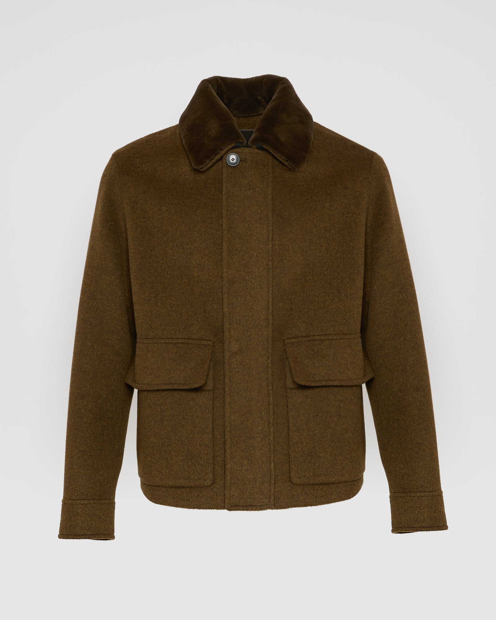 Jacket in double-sided wool-cashmere fabric with mink collar - Yves Salomon