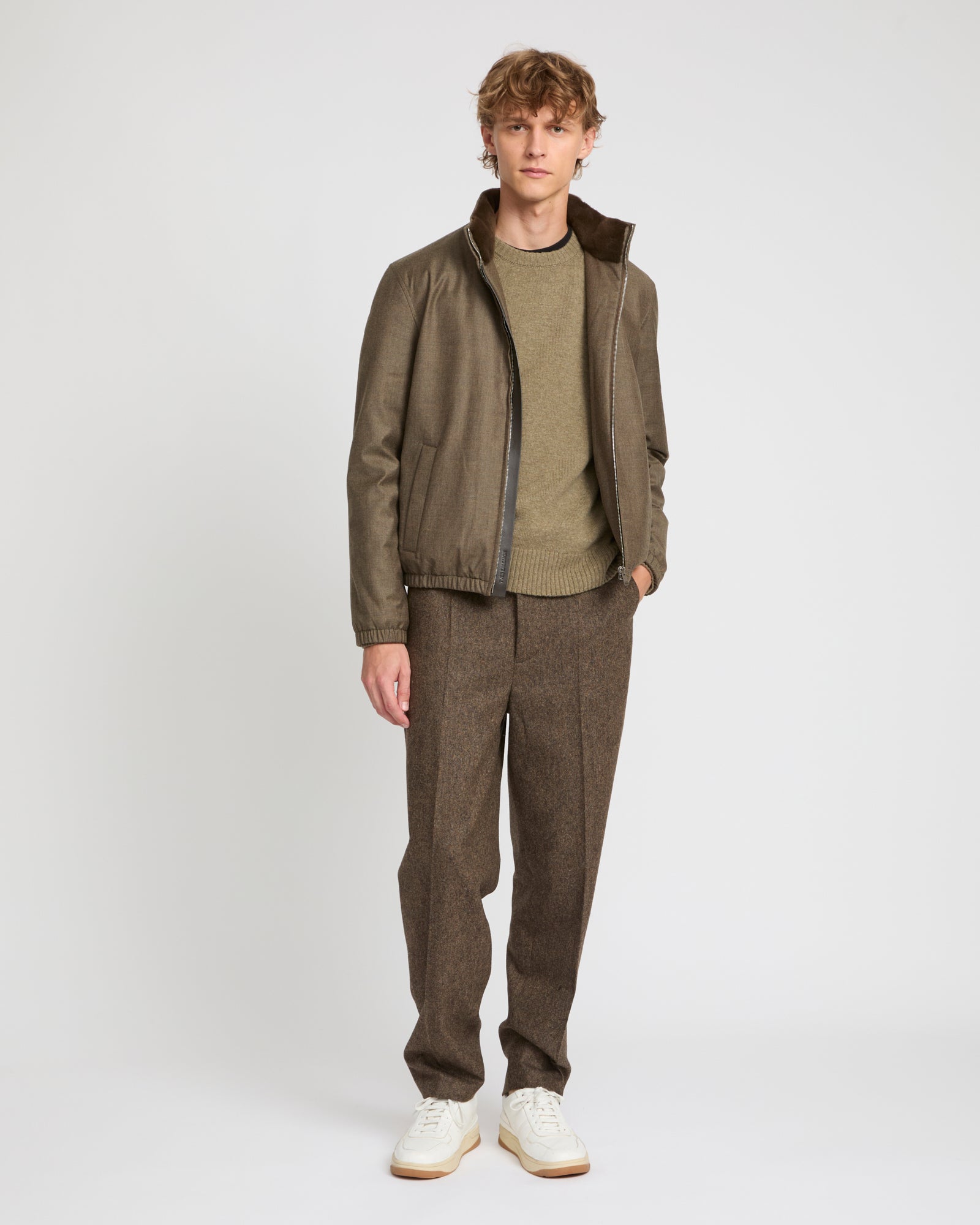 Loro Piana fabric jacket with mink collar - brown - Yves Salomon