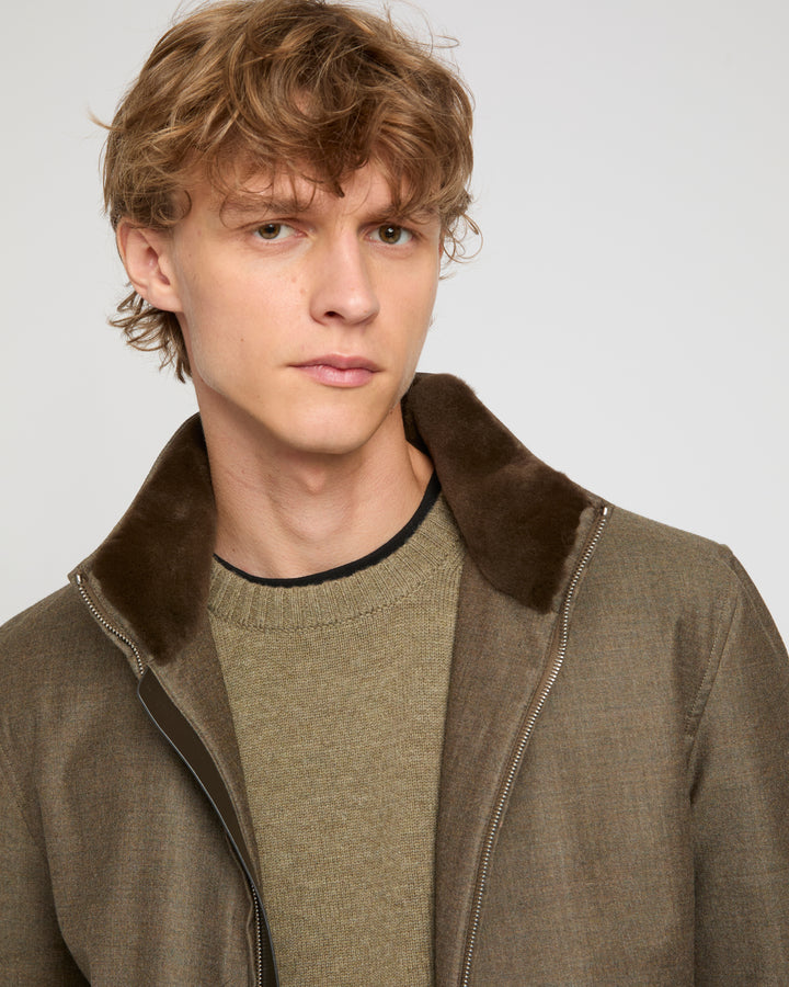 Loro Piana fabric jacket with mink collar