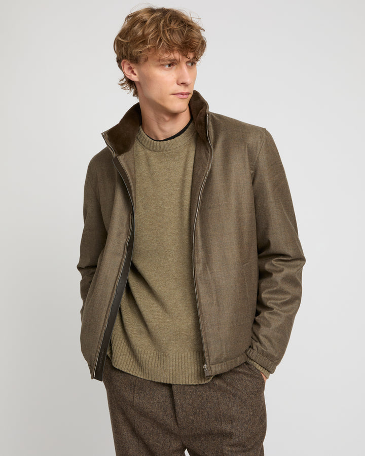 Loro Piana fabric jacket with mink collar