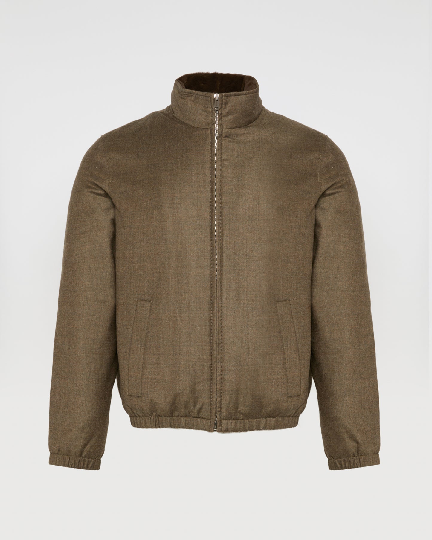 Loro Piana fabric jacket with mink collar