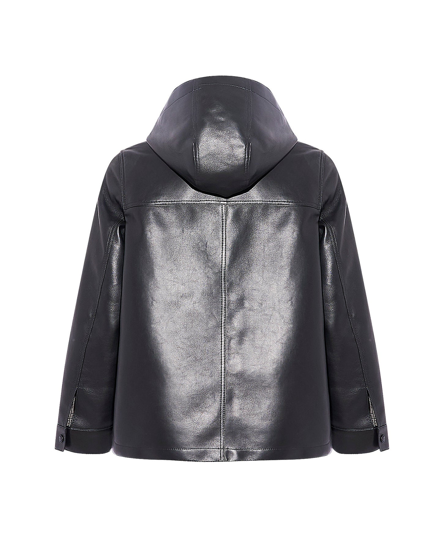 Flannel lined leather hoodie - Yves Salomon