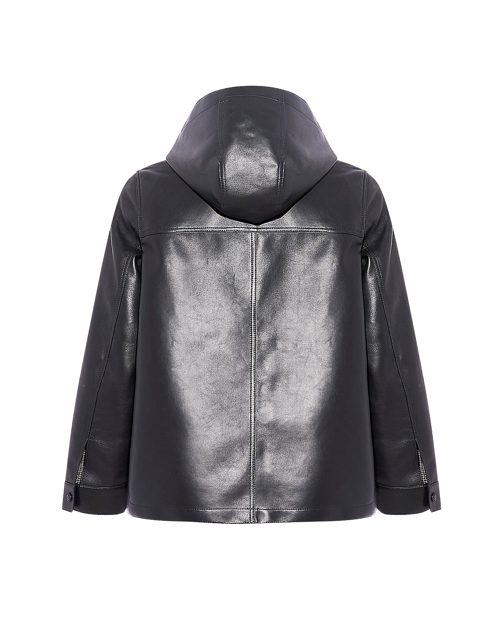 Flannel lined leather hoodie - Yves Salomon