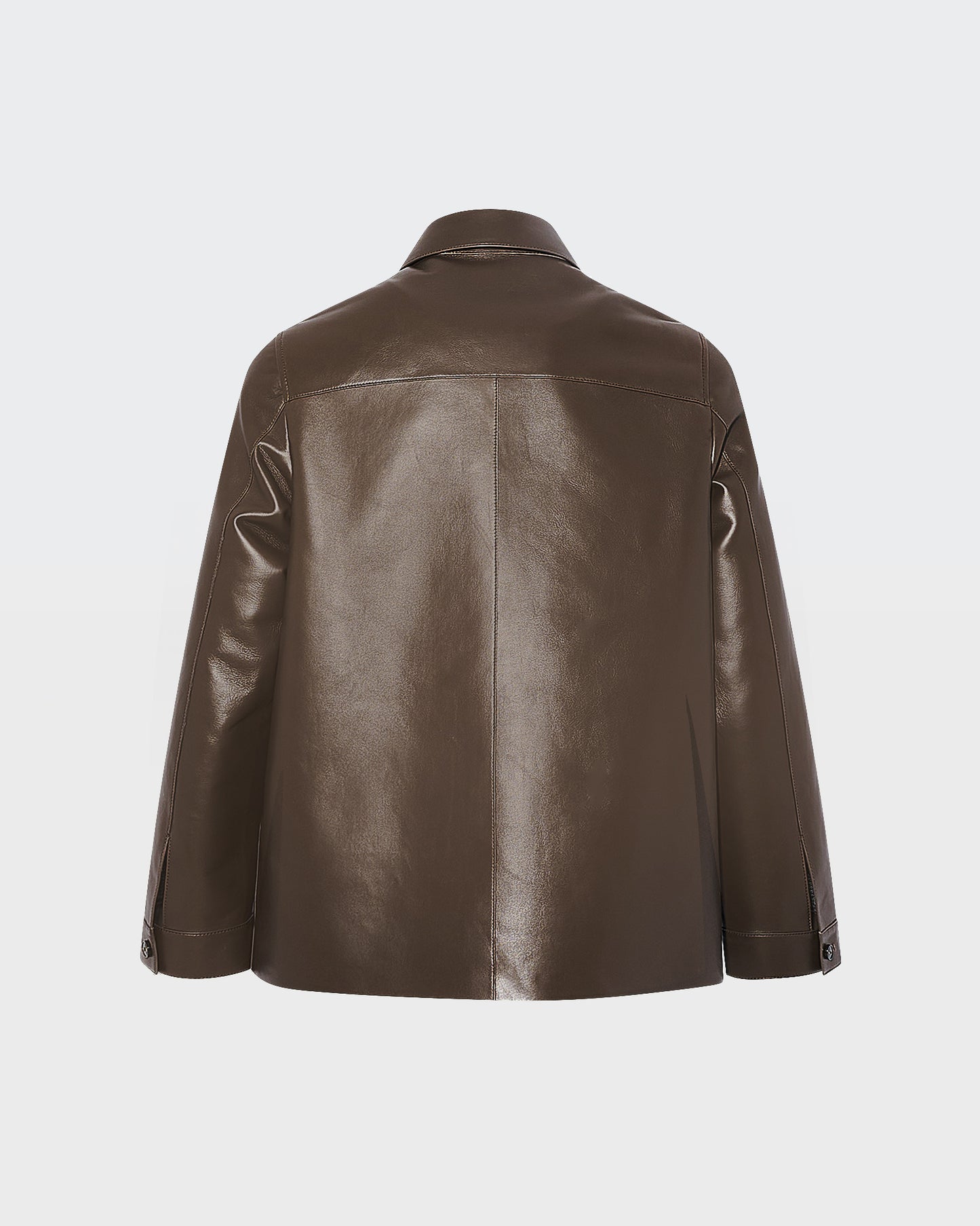 Flannel lined leather overshirt