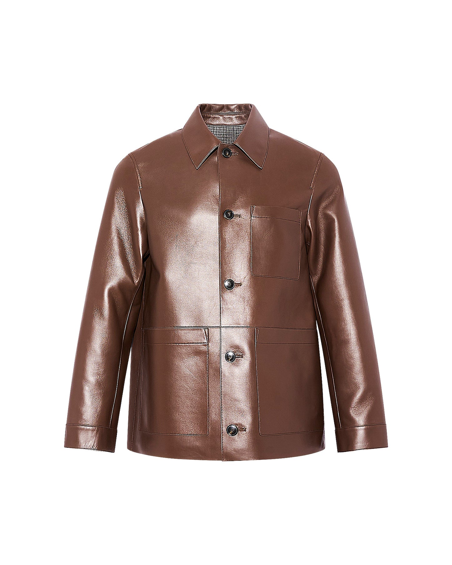 Flannel lined leather overshirt - Yves Salomon